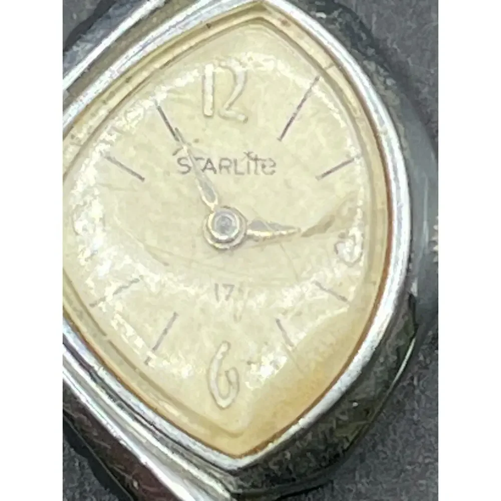 Vintage Starlite Women's Watch Silver Tone 16mm 17 Jewels Manual Wind No Band